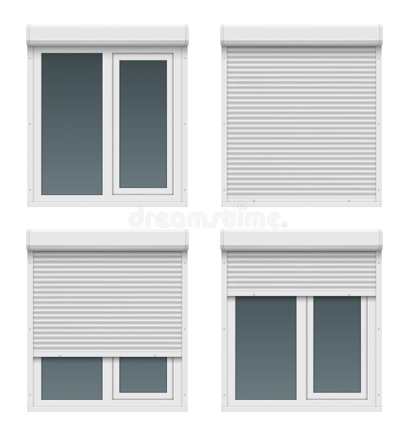 puertas-de-rotación-ventanas-formas-metálicas-realistas-casa-blanca-para-cerrar-marcos-obturación-puerta-plástico-vector-229678948